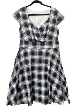 Hanpceirs Cap Sleeve 50s Retro Vintage Cocktail Swing Dress Black 2XL 14 16 XL